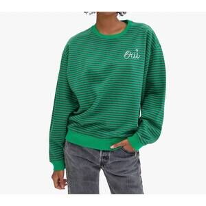 NEW CLARE V. oversized sweatshirt in green ocharcoal stripes